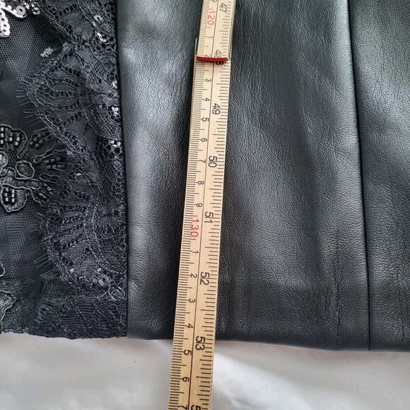 ALICE + OLIVIA Retha strapless vegan leather black sequined gown Maxi Dress Sz 0 - Picture 15 of 16